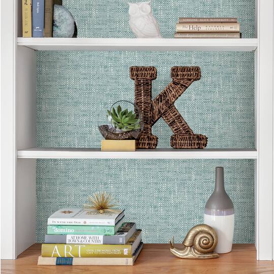 NuWallpaper Aqua Poplin Texture Peel & Stick Wallpaper